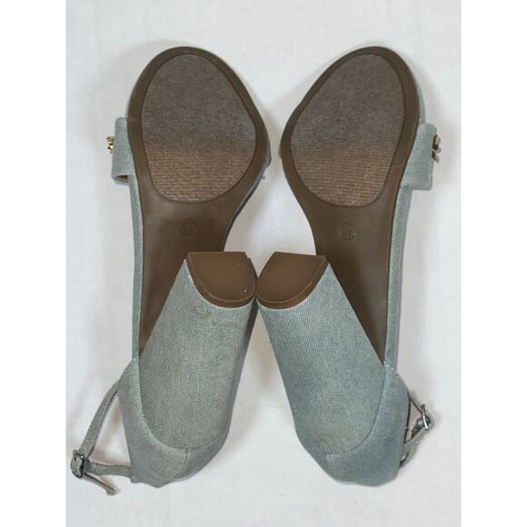 Y2K Rampage Denim Jean Stacked Heel Shoe Womens 9.5 Embellished Beaded Bejeweled - Picture 7 of 9